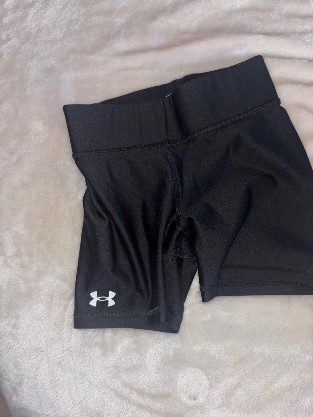 Under Armour Black Women's High-Rise Bike Shorts with White Logo